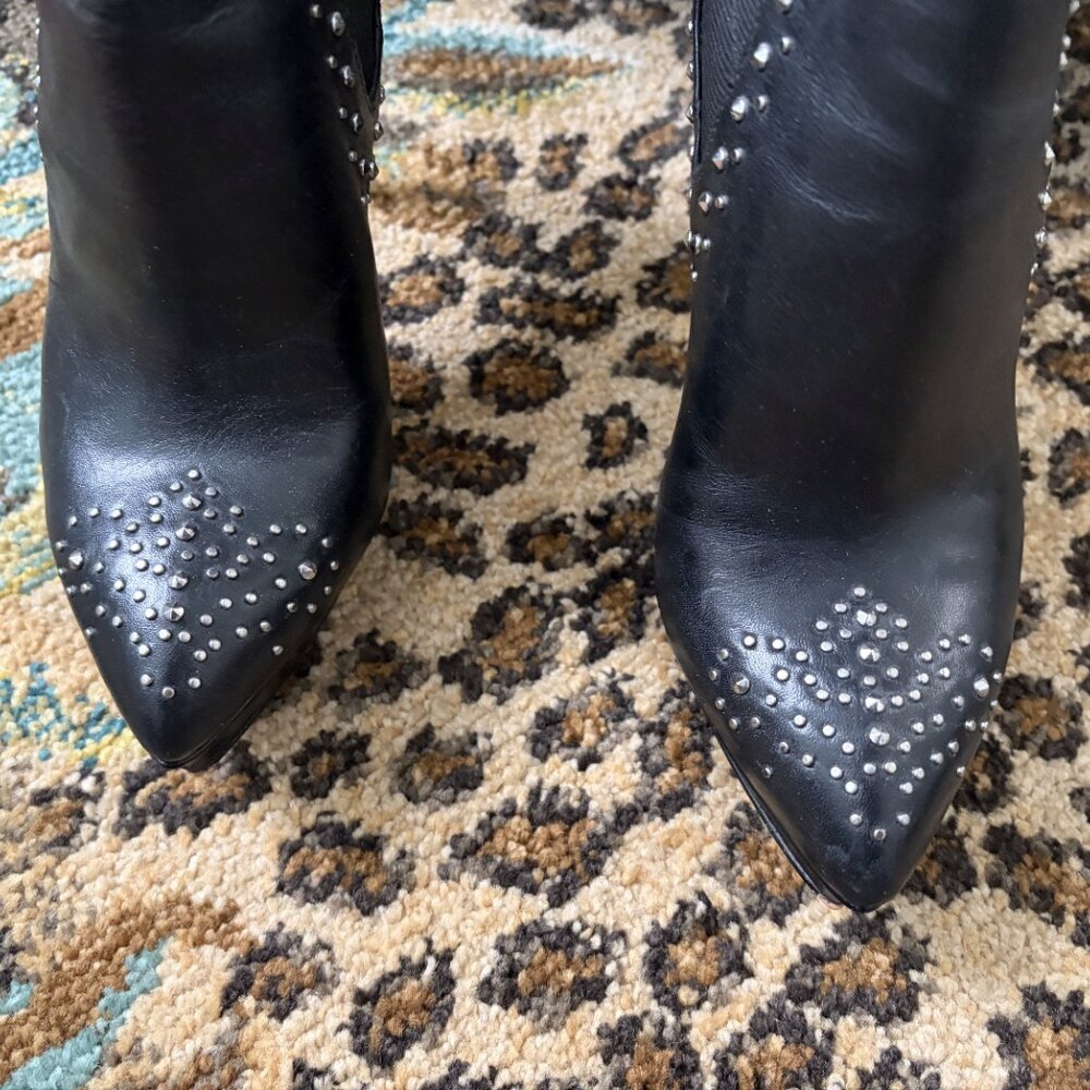Michael Michael Kors Black Studded Western Ankle Boot, 6 1/2